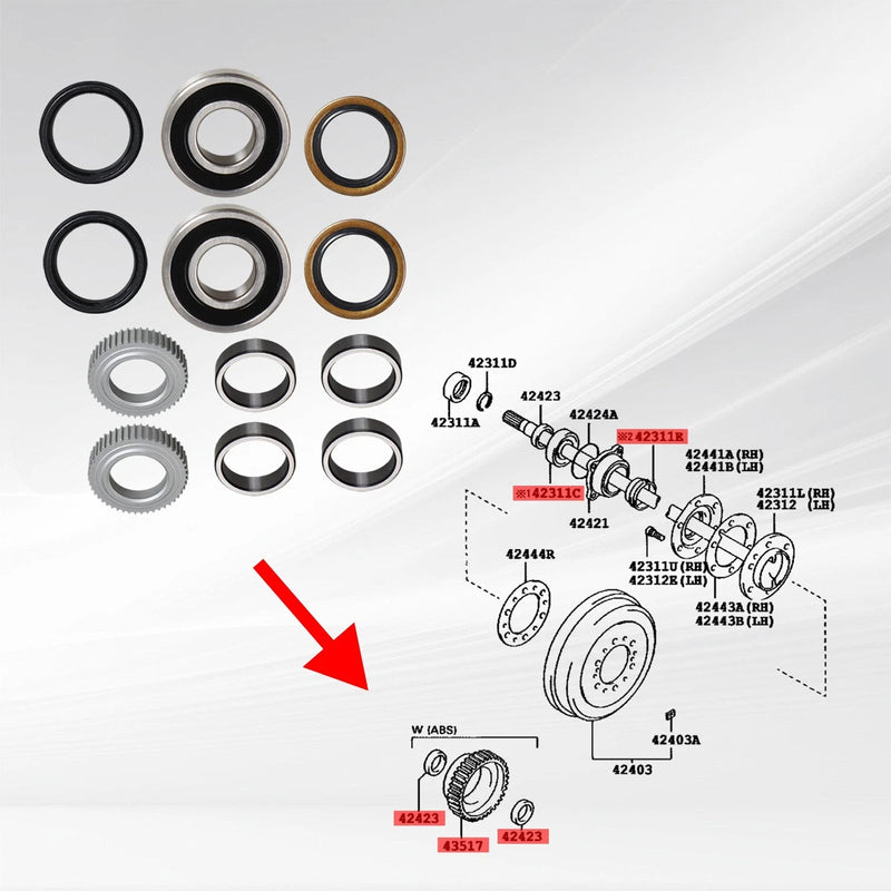 Toyota Tacoma Tundra 4Runner 90363-40068 Rear Axle Shaft Bearing& Seal Kit