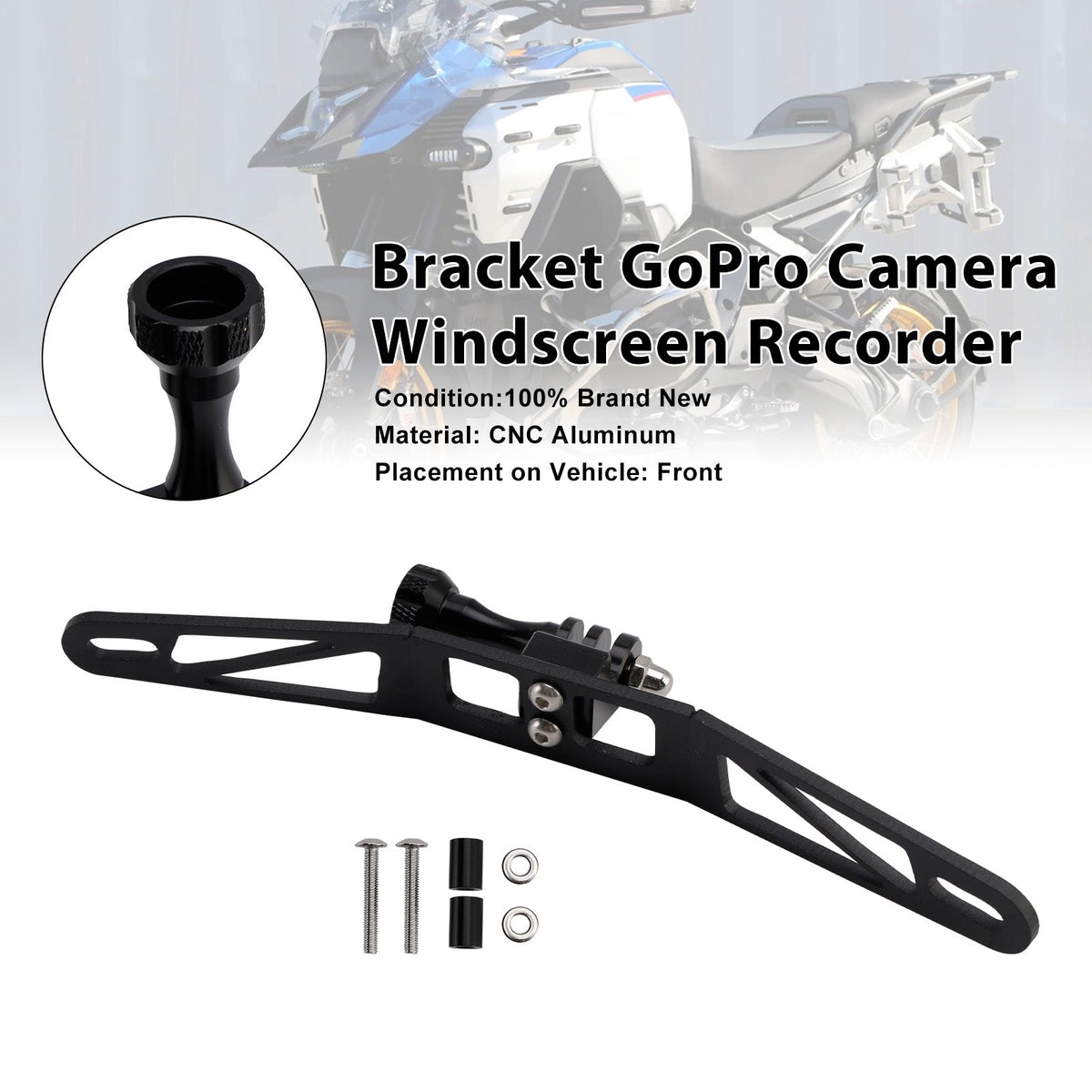 Bracket GoPro Camera Windscreen For BMW R1300GS S1000XR F900XR F850GS Black