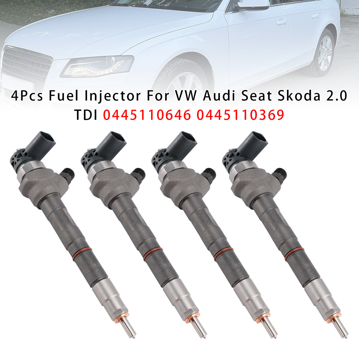 VW Audi Seat Skoda 2.0 TDI 0445110646 0445110369 4PCS Fuel Injector