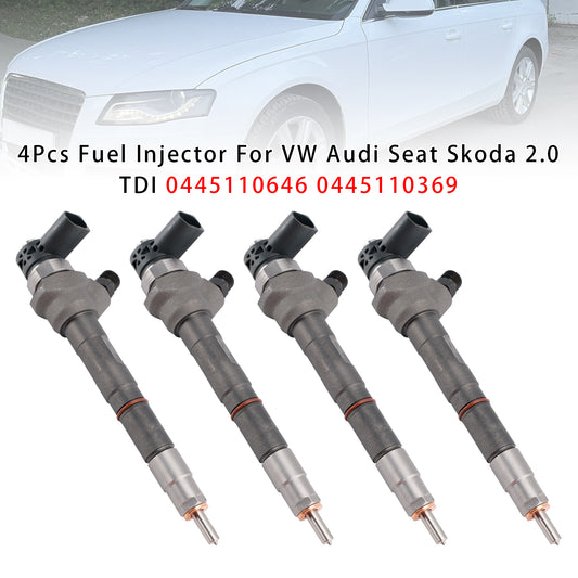 VW Audi Seat Skoda 2.0 TDI 0445110646 0445110369 4PCS Fuel Injector