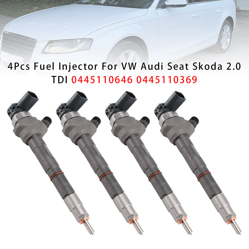 VW Audi Seat Skoda 2.0 TDI 0445110646 0445110369 4PCS Fuel Injector