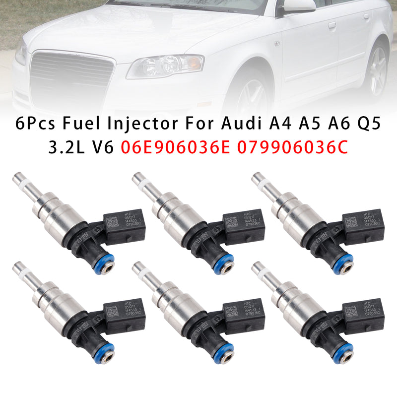 Audi A4 A5 A6 Q5 3.2L V6 06E906036E 079906036C 6PCS Fuel Injector