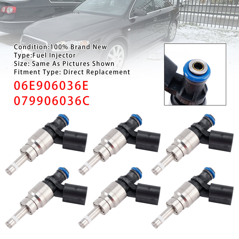 Audi A4 A5 A6 Q5 3.2L V6 06E906036E 079906036C 6PCS Fuel Injector
