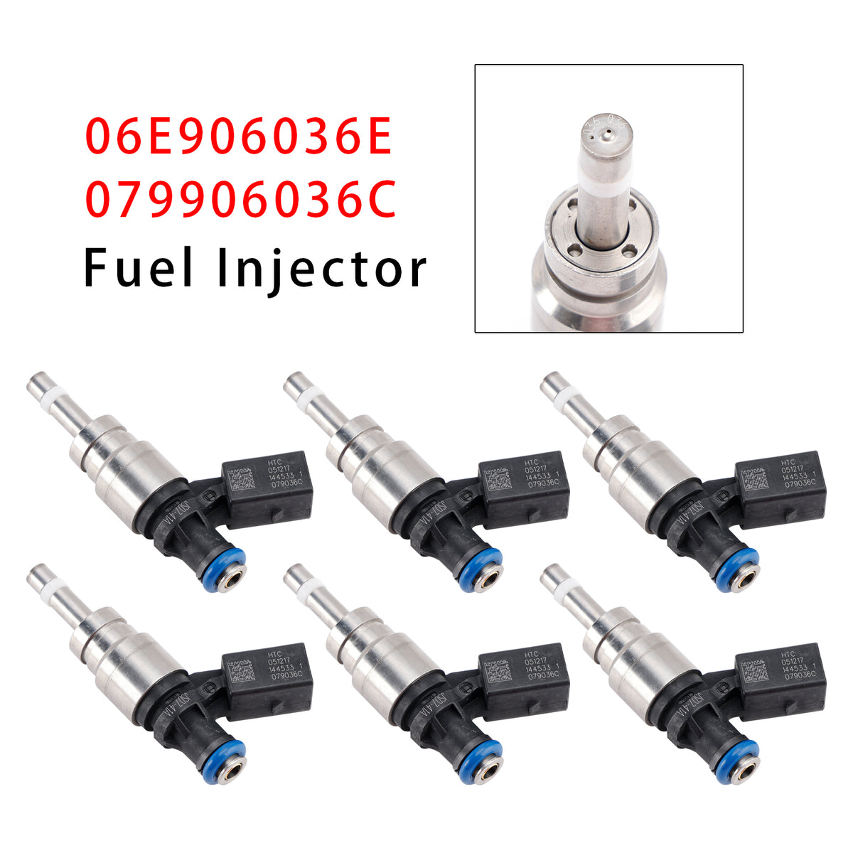 Audi A4 A5 A6 Q5 3.2L V6 06E906036E 079906036C 6PCS Fuel Injector
