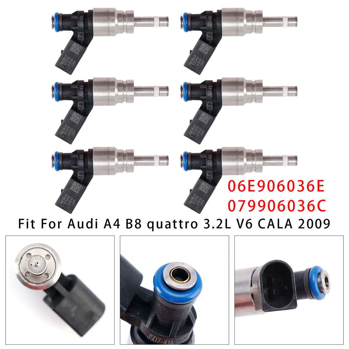 Audi A4 A5 A6 Q5 3.2L V6 06E906036E 079906036C 6PCS Fuel Injector