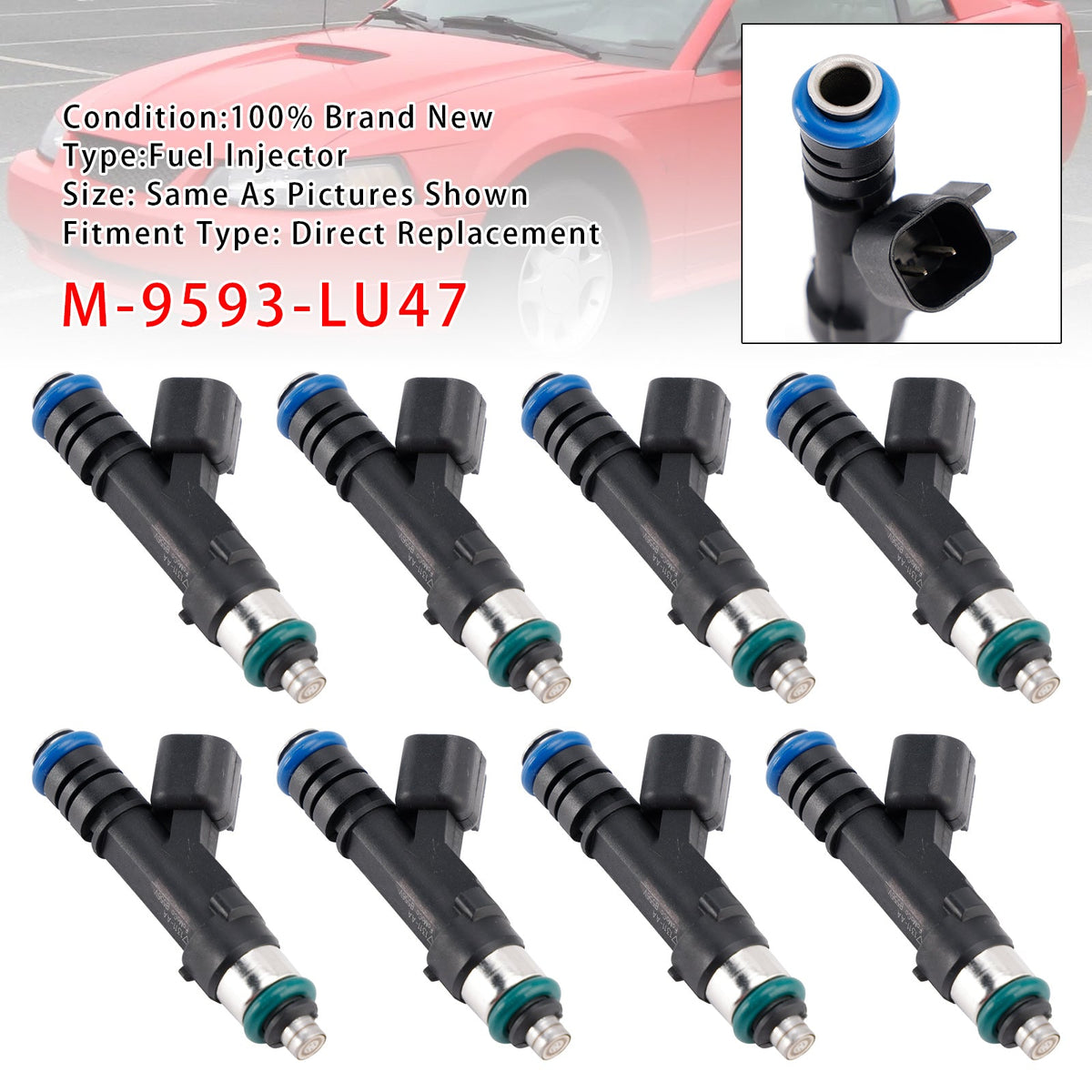 8Pcs 0280158279 Fuel Injector For Ford Mustang GT 5.0L 4.6L 4V EV6 1999-2023 M-9593-LU47