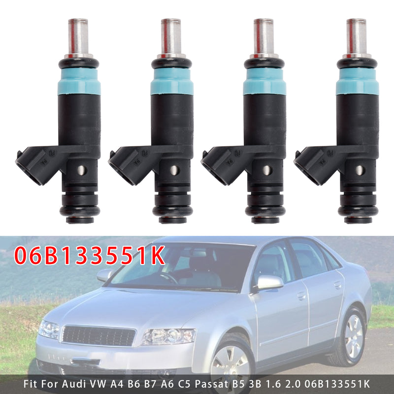 Audi VW A4 B6 B7 A6 C5 Passat B5 3B 1.6 2.0 06B133551K 4PCS Fuel Injector