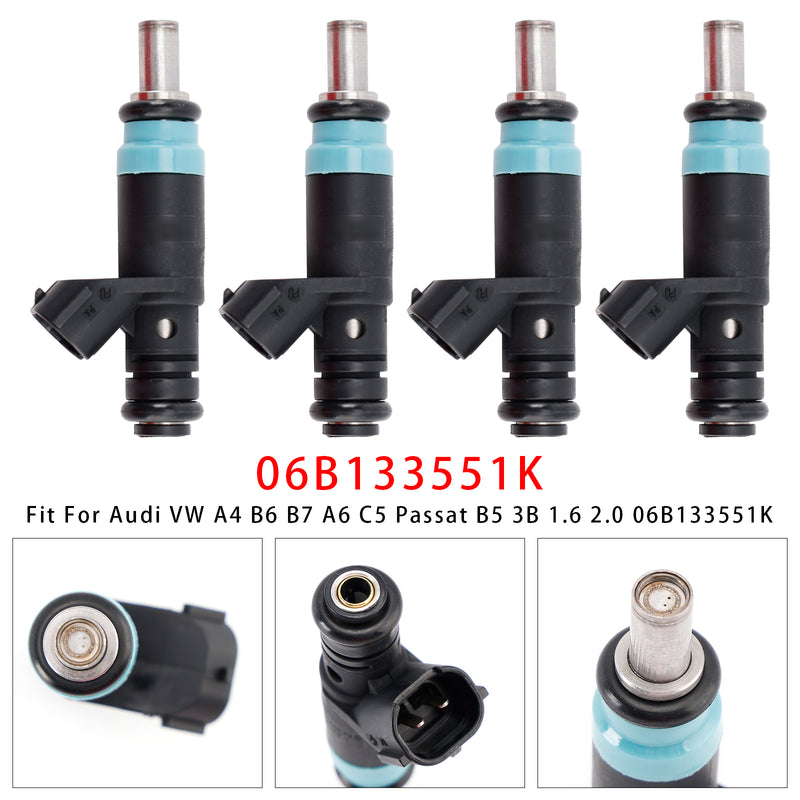 Audi VW A4 B6 B7 A6 C5 Passat B5 3B 1.6 2.0 06B133551K 4PCS Fuel Injector
