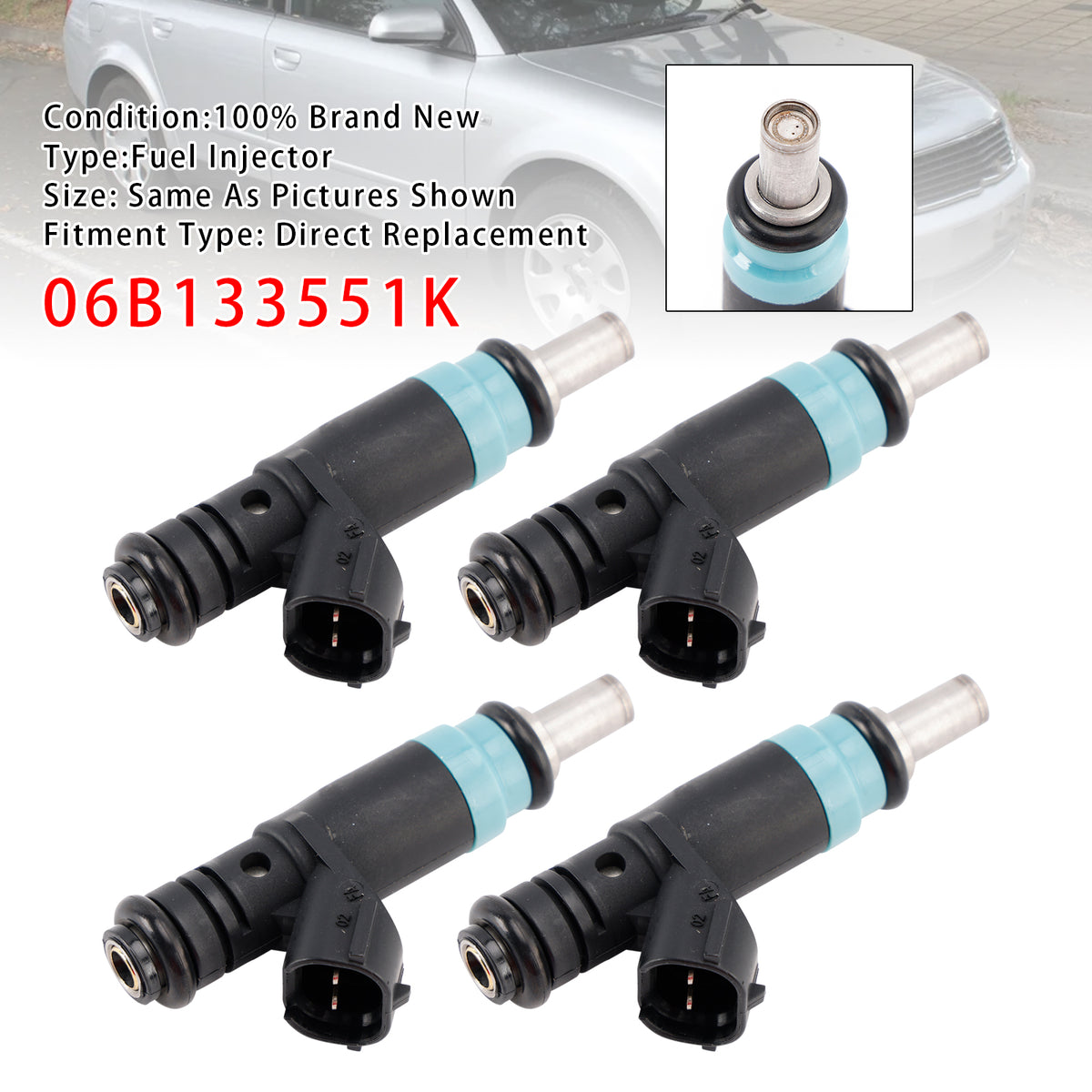 Audi VW A4 B6 B7 A6 C5 Passat B5 3B 1.6 2.0 06B133551K 4PCS Fuel Injector