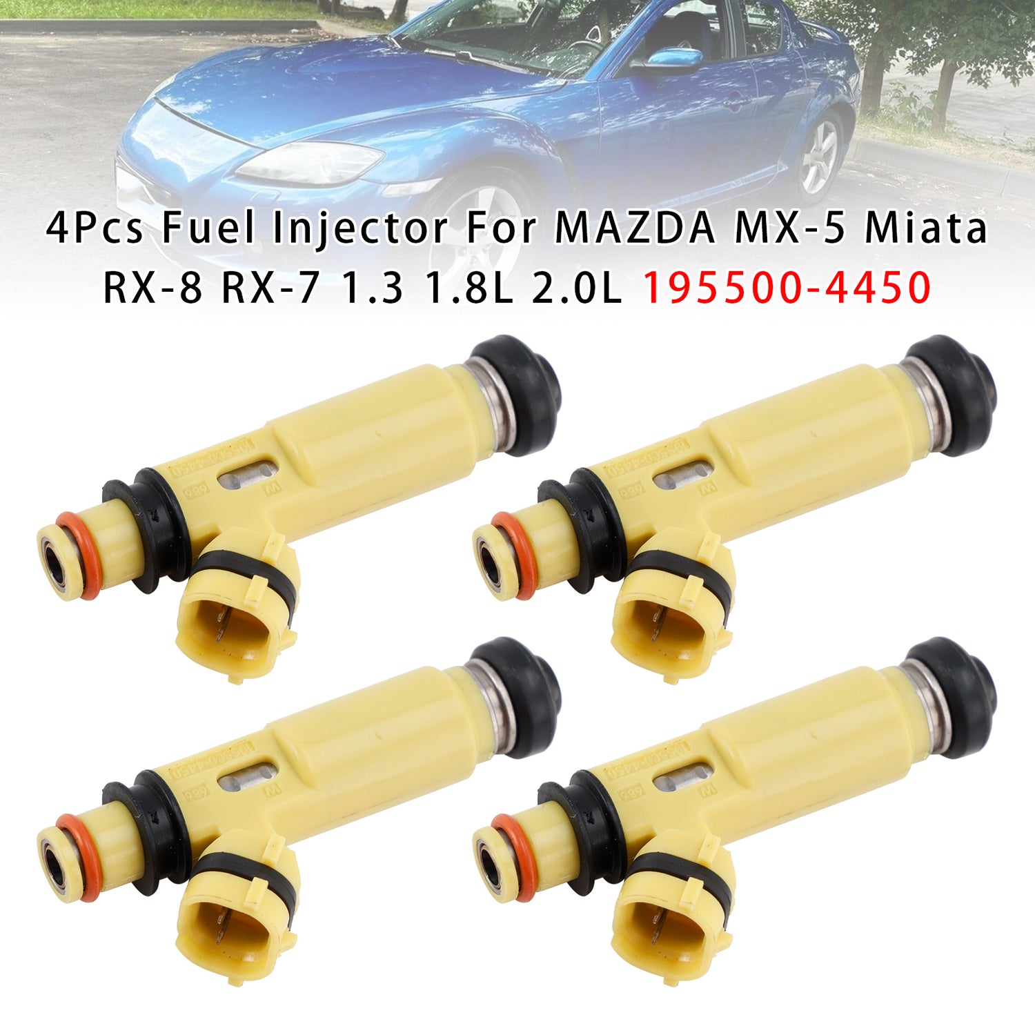 MAZDA MX-5 Miata RX-8 RX-7 1.3 1.8L 2.0L 195500-4450 4PCS Fuel Injector