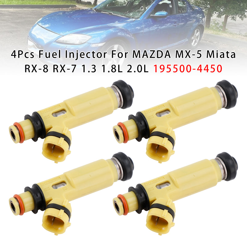 MAZDA MX-5 Miata RX-8 RX-7 1.3 1.8L 2.0L 195500-4450 4PCS Fuel Injector