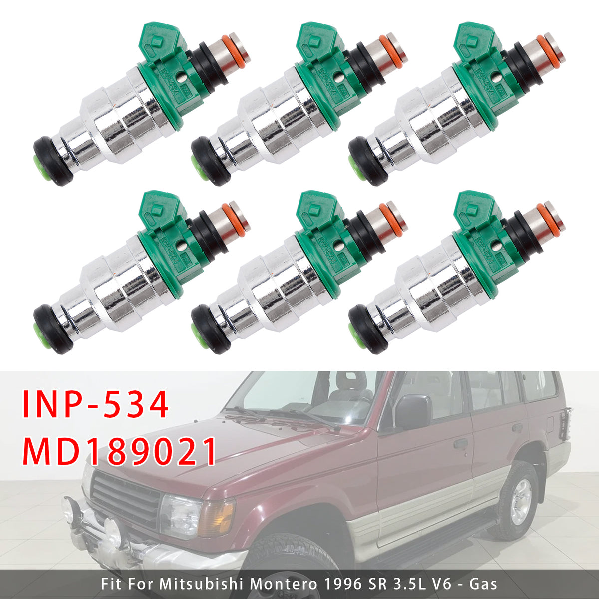 Mitsubishi Montero 1994-1996 3.5L V6 INP-534 MD189021 6PCS Fuel Injector