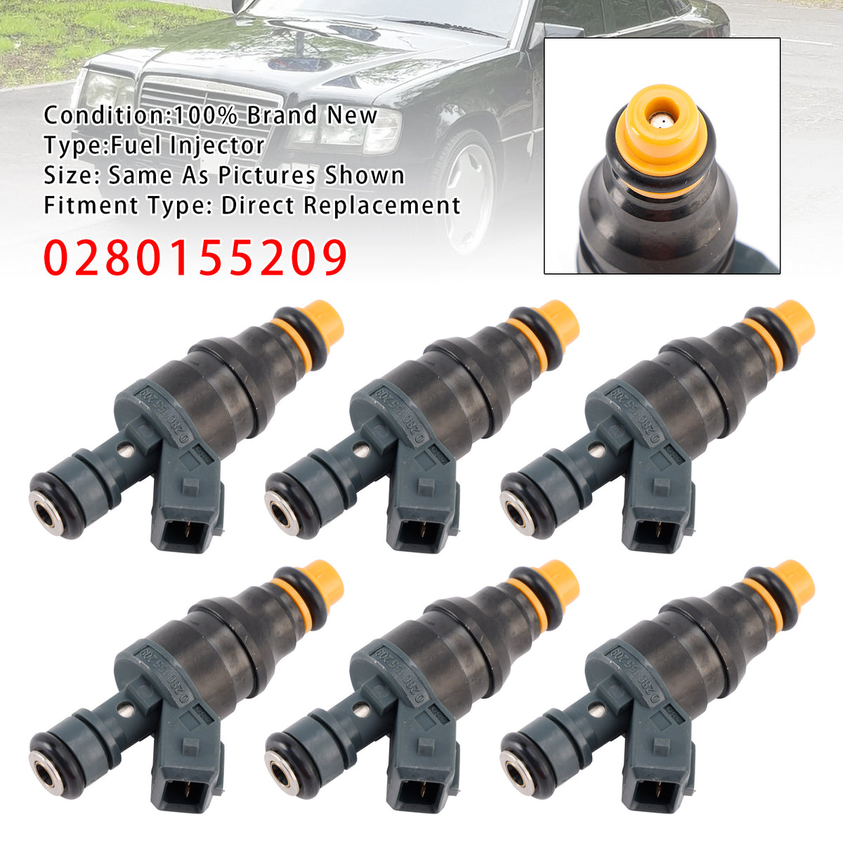 Mercedes-Benz 300E/SE/TE/CE E320 C280 C36 0280155209 6PCS Fuel Injector
