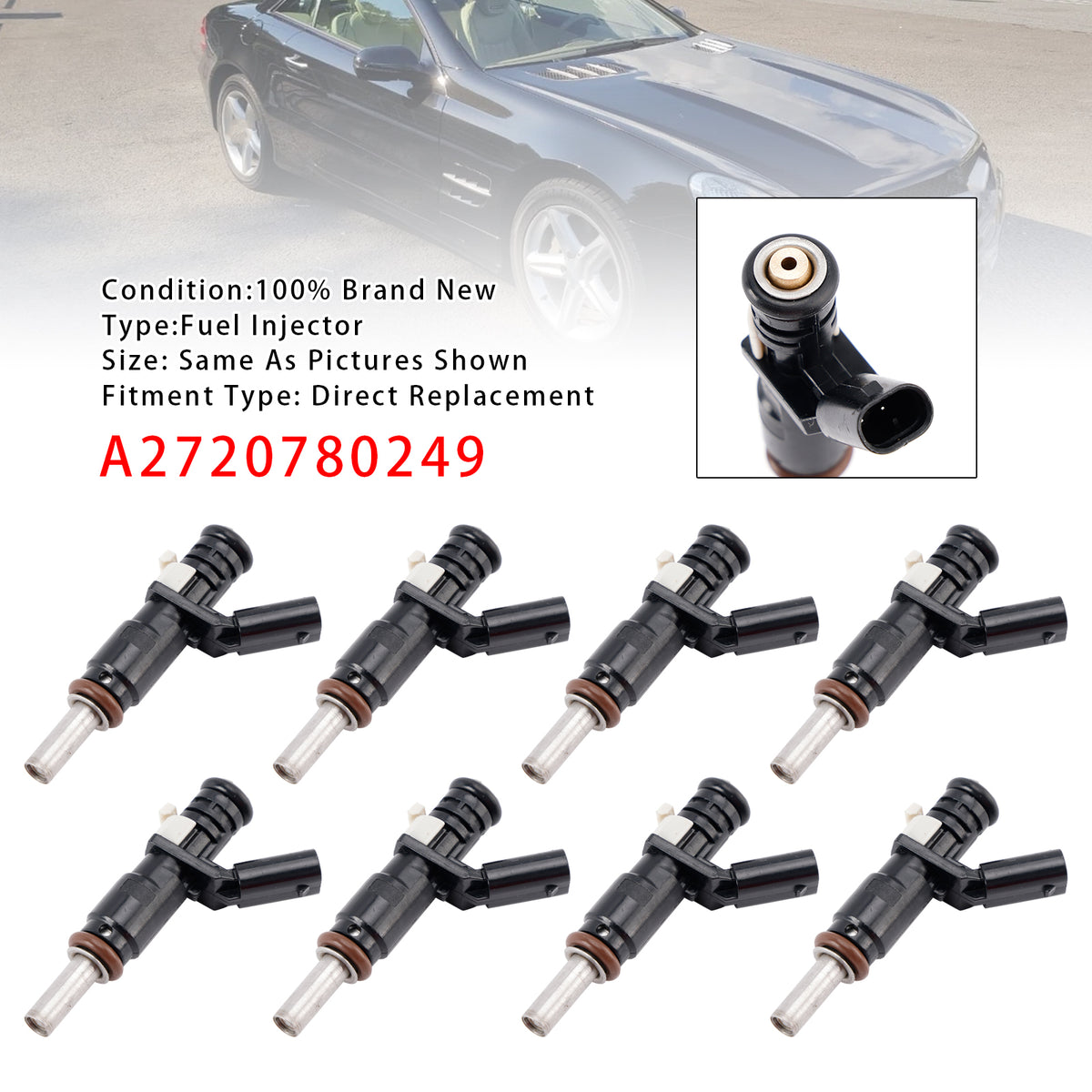 Mercedes-Benz E350 R350 S400 C280 C300 3.5L A2720780249 8PCS Fuel Injector
