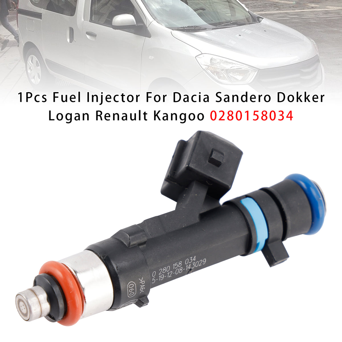 Dacia Sandero Dokker Logan Renault Kangoo 0280158034 1PCS Fuel Injector