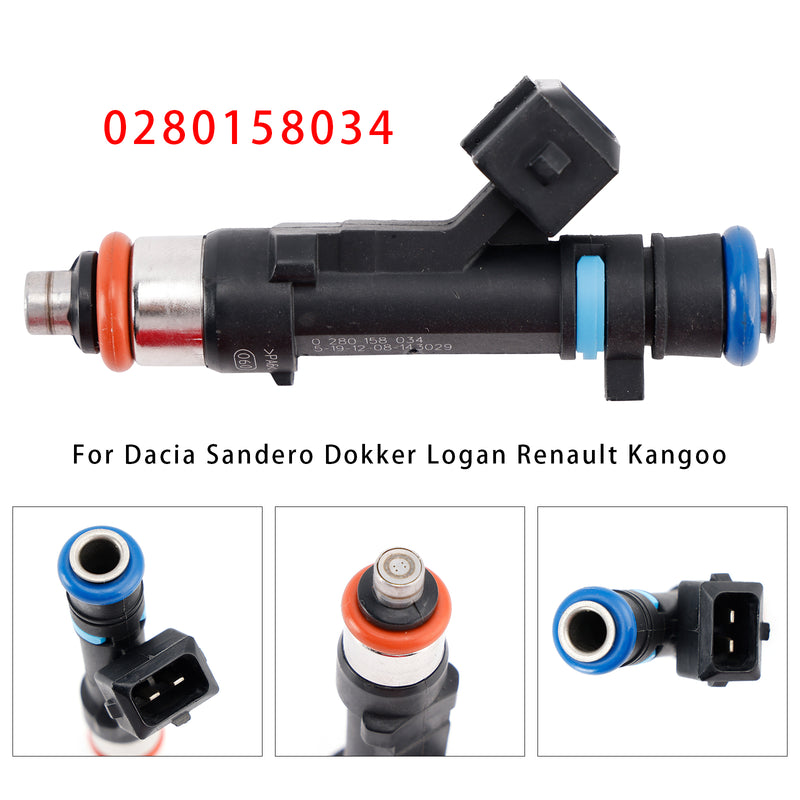 Dacia Sandero Dokker Logan Renault Kangoo 0280158034 1PCS Fuel Injector