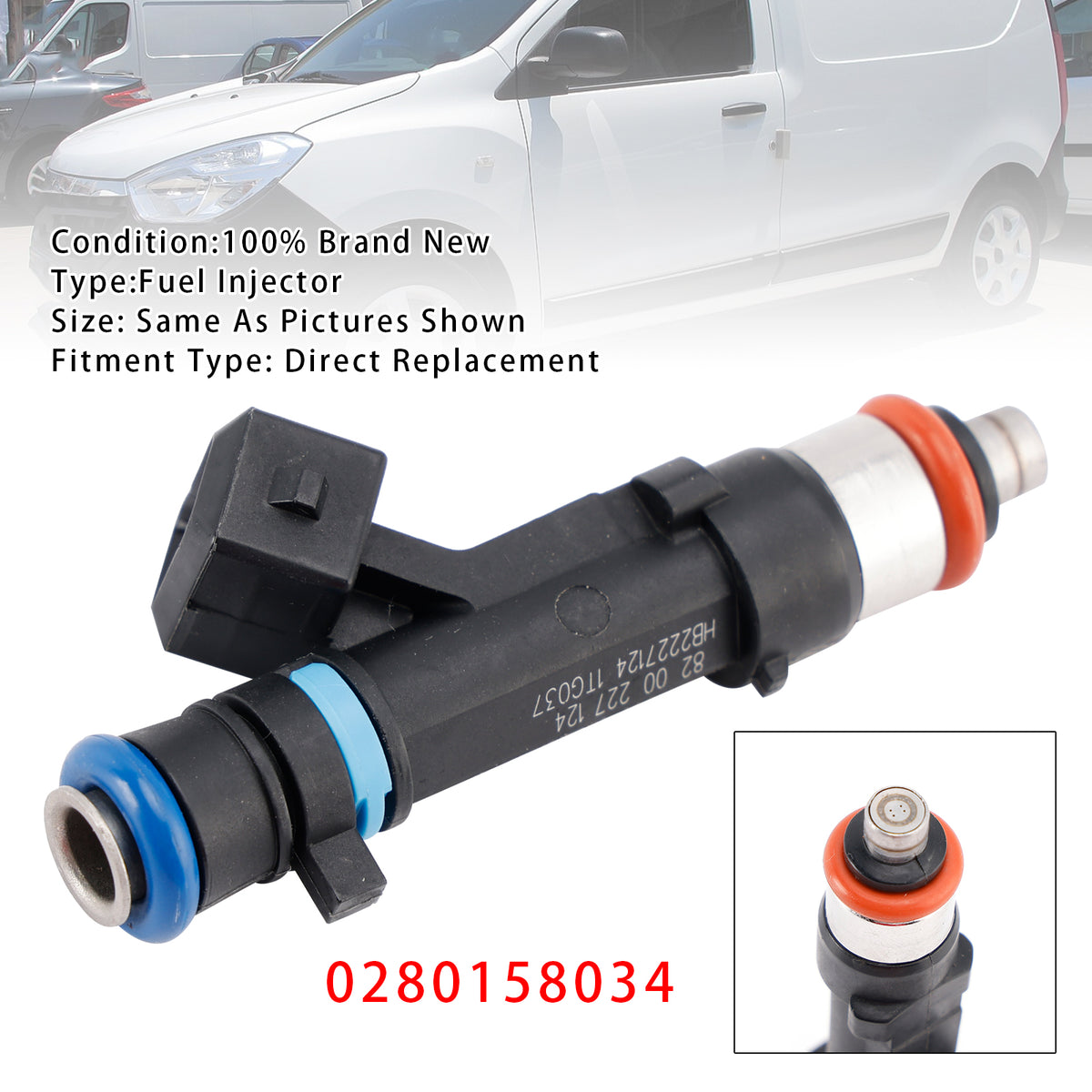 Dacia Sandero Dokker Logan Renault Kangoo 0280158034 1PCS Fuel Injector
