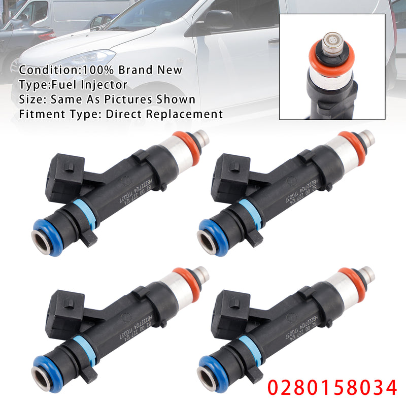 Dacia Sandero Dokker Logan Renault Kangoo 0280158034 4PCS Fuel Injector