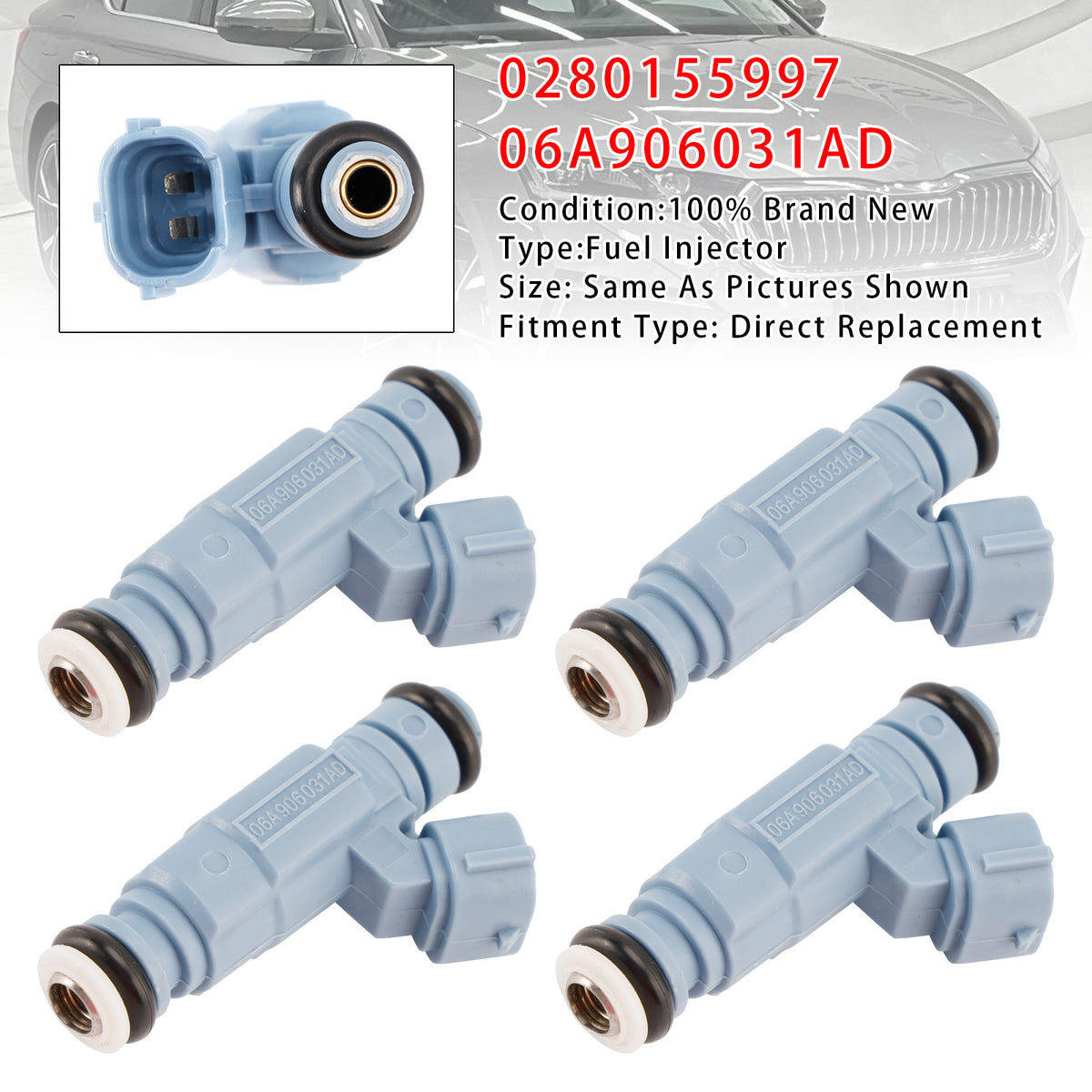VW Audi Seat Skoda 0280155997 06A906031AD 4PCS Fuel Injector