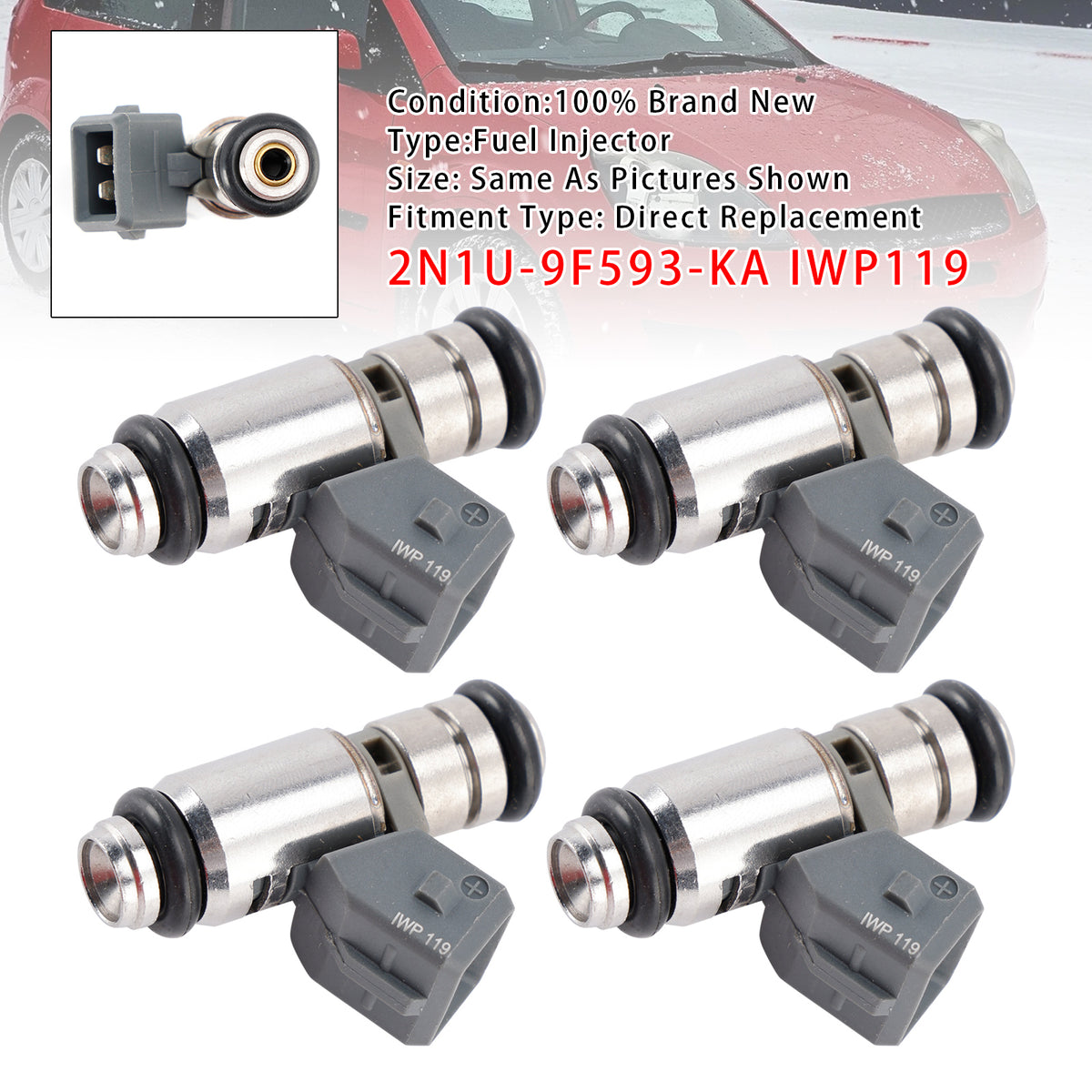 Ford Fiesta V JD JH KA 1.3L 2N1U-9F593-KA IWP119 4PCS Fuel Injector