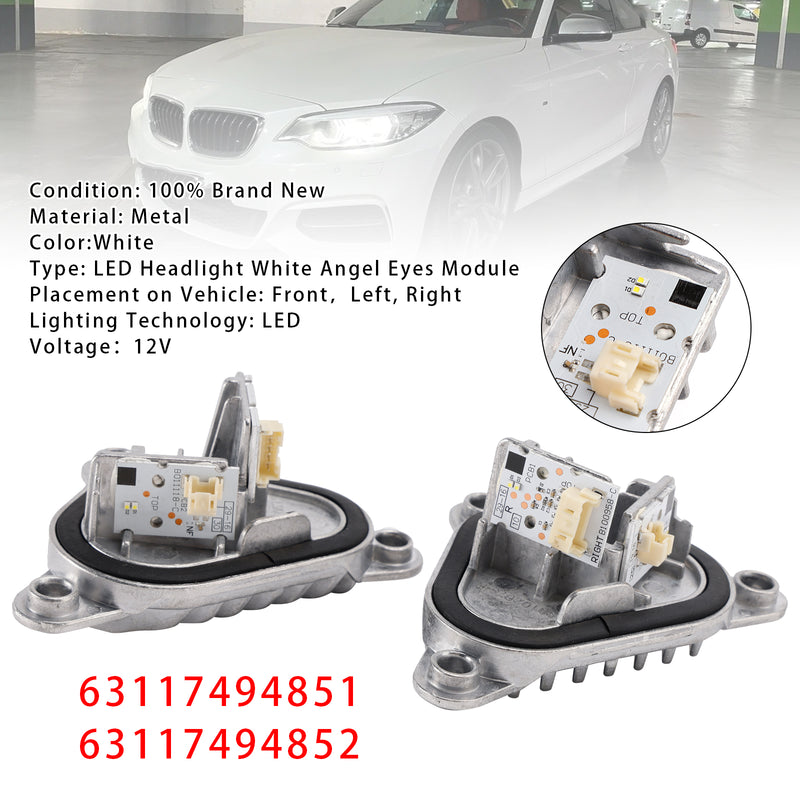 BMW M2 2series F22 F23 F87 M240i 220i White 2PCS Angel Eye DRL LED Module