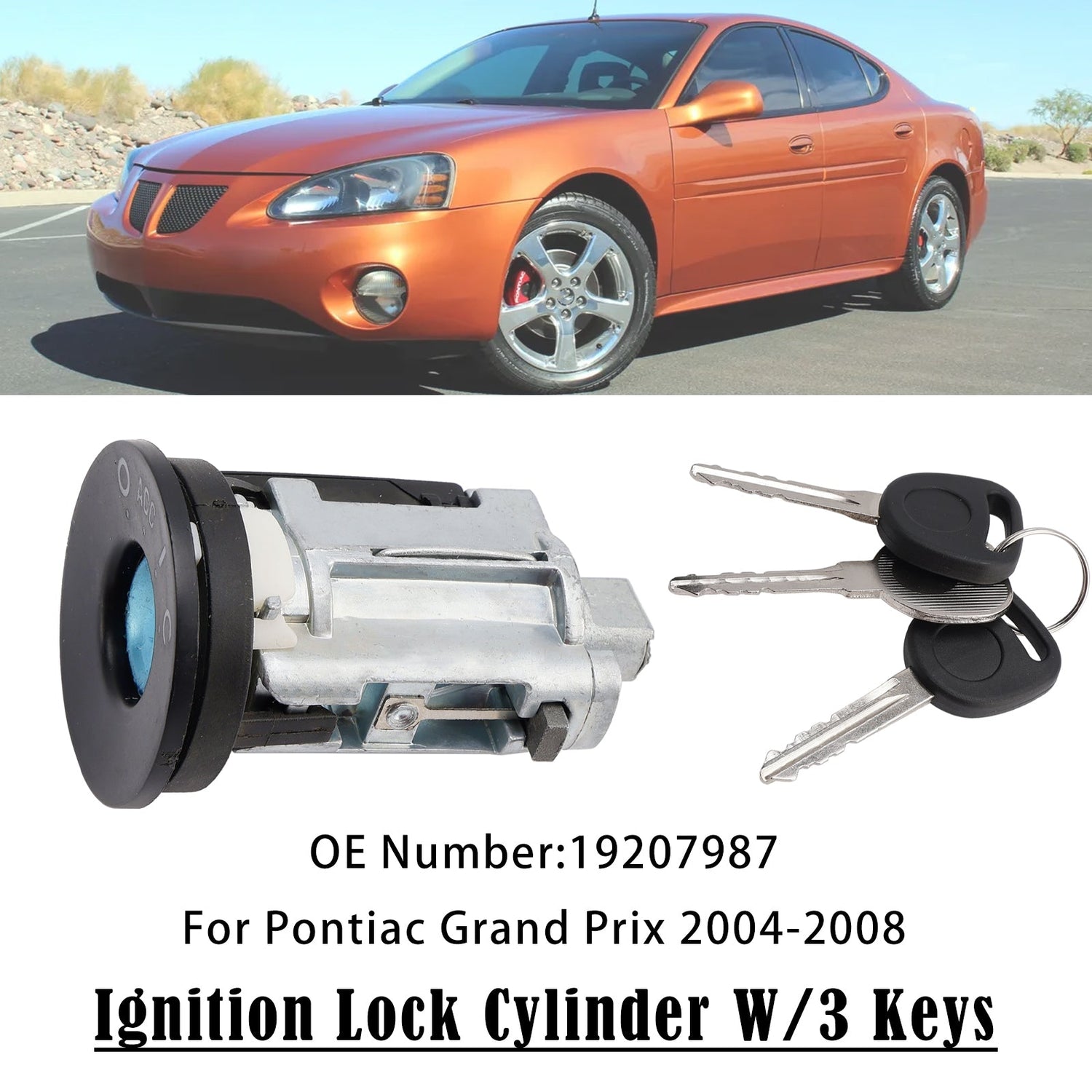 Pontiac Grand Prix 2004-2008 Ignition Lock Cylinder W/3 Keys 19207987
