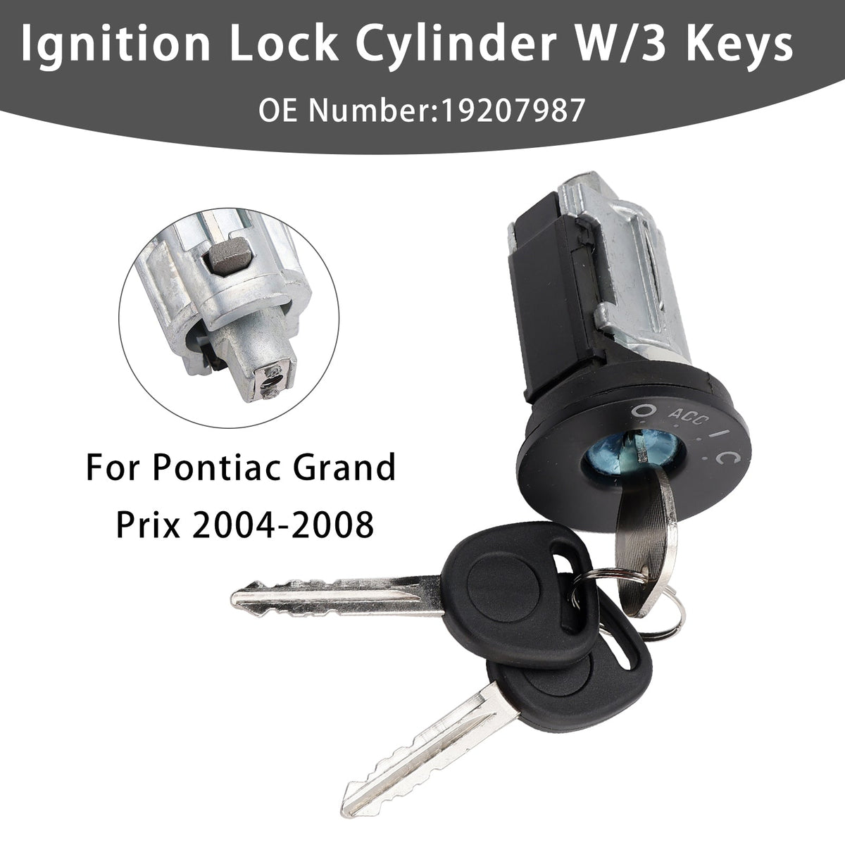 Pontiac Grand Prix 2004-2008 Ignition Lock Cylinder W/3 Keys 19207987