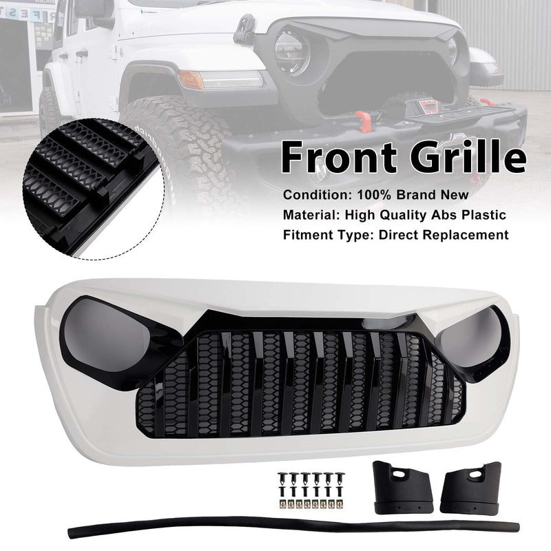 2018-2023 Jeep Wrangler JL JT White & Black Front Vader Grille Bumper Grill