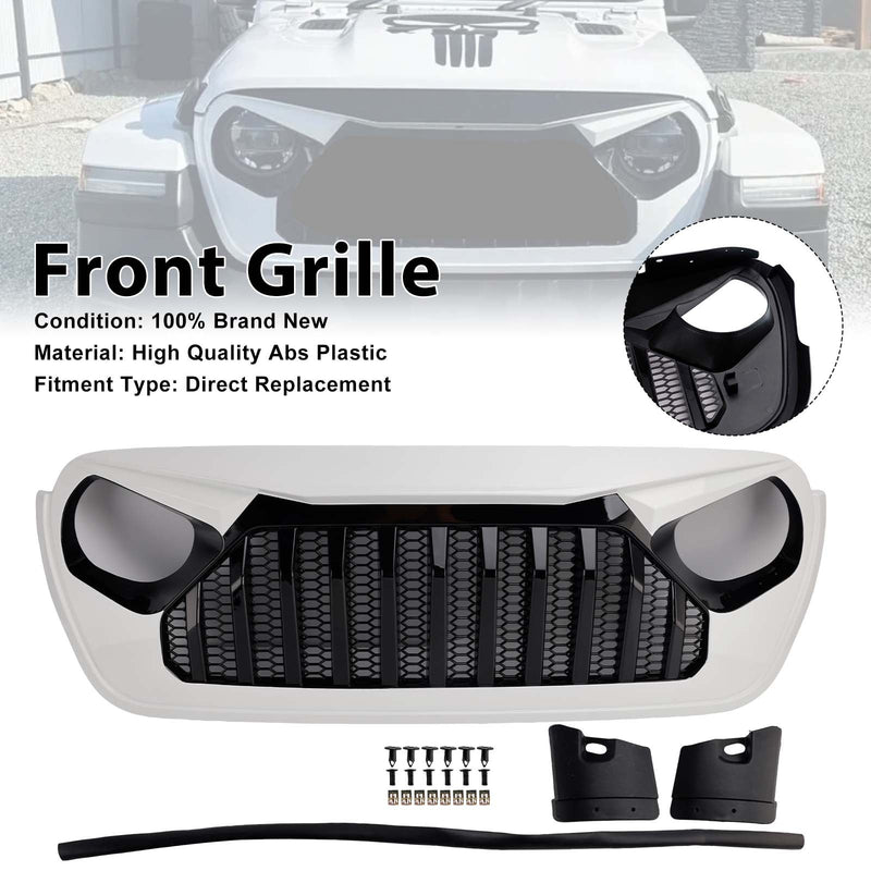 2018-2023 Jeep Wrangler JL JT White & Black Front Vader Grille Bumper Grill