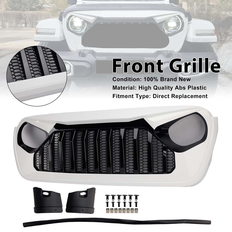 2018-2023 Jeep Wrangler JL JT White & Black Front Vader Grille Bumper Grill