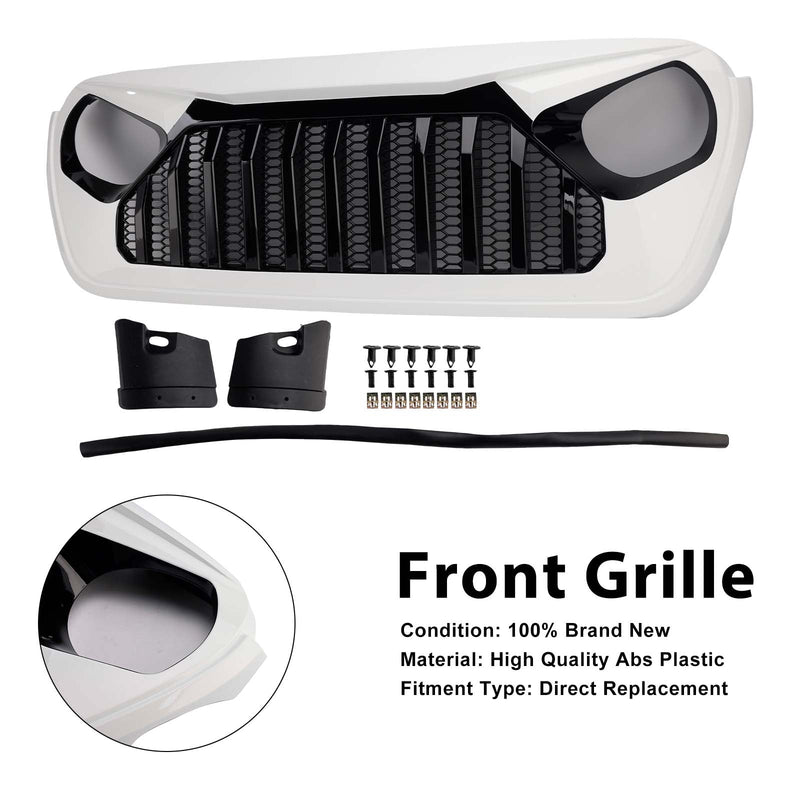 2018-2023 Jeep Wrangler JL JT White & Black Front Vader Grille Bumper Grill