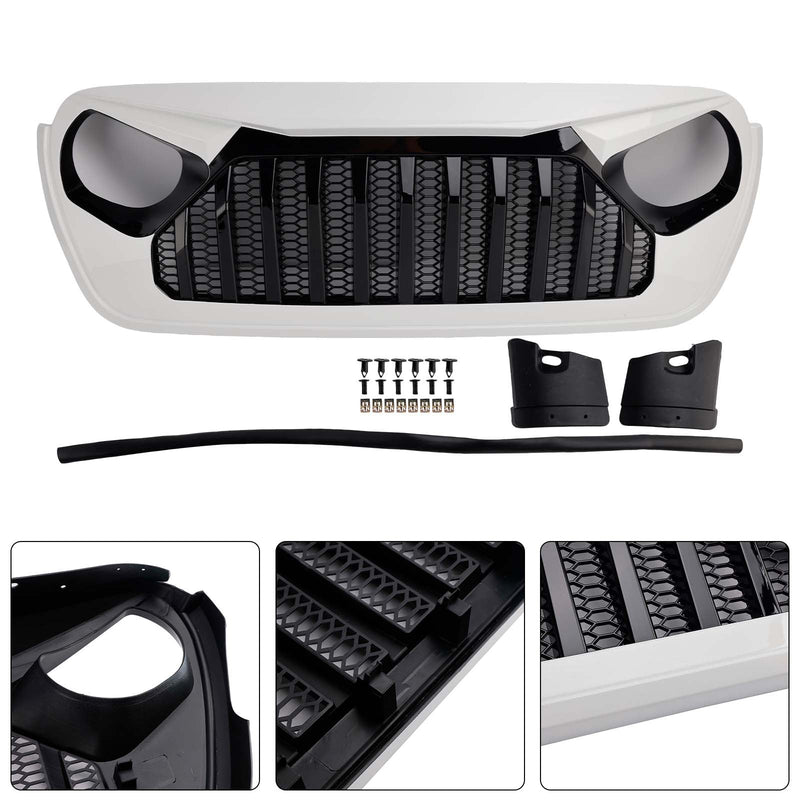 2018-2023 Jeep Wrangler JL JT White & Black Front Vader Grille Bumper Grill