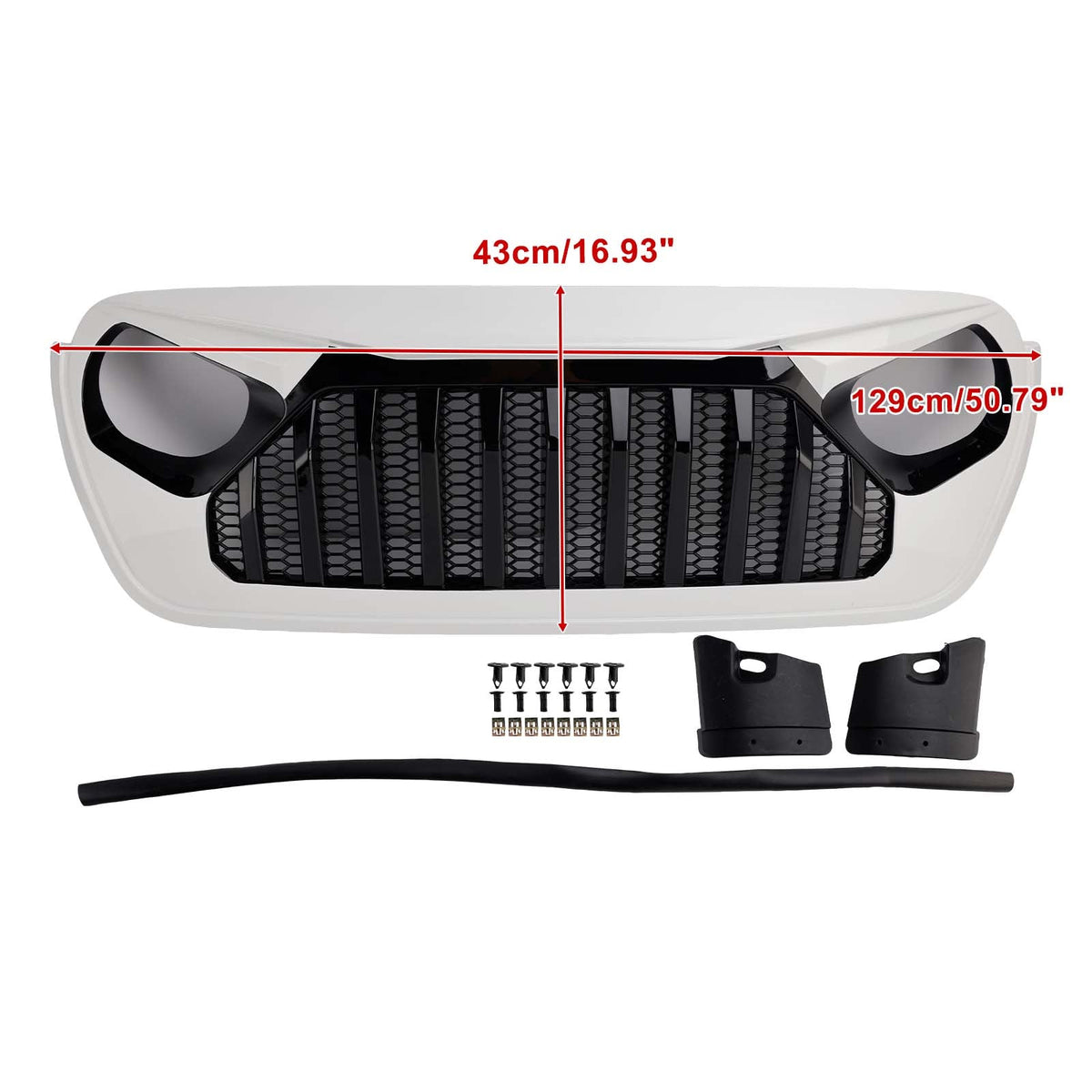 2018-2023 Jeep Wrangler JL JT White & Black Front Vader Grille Bumper Grill