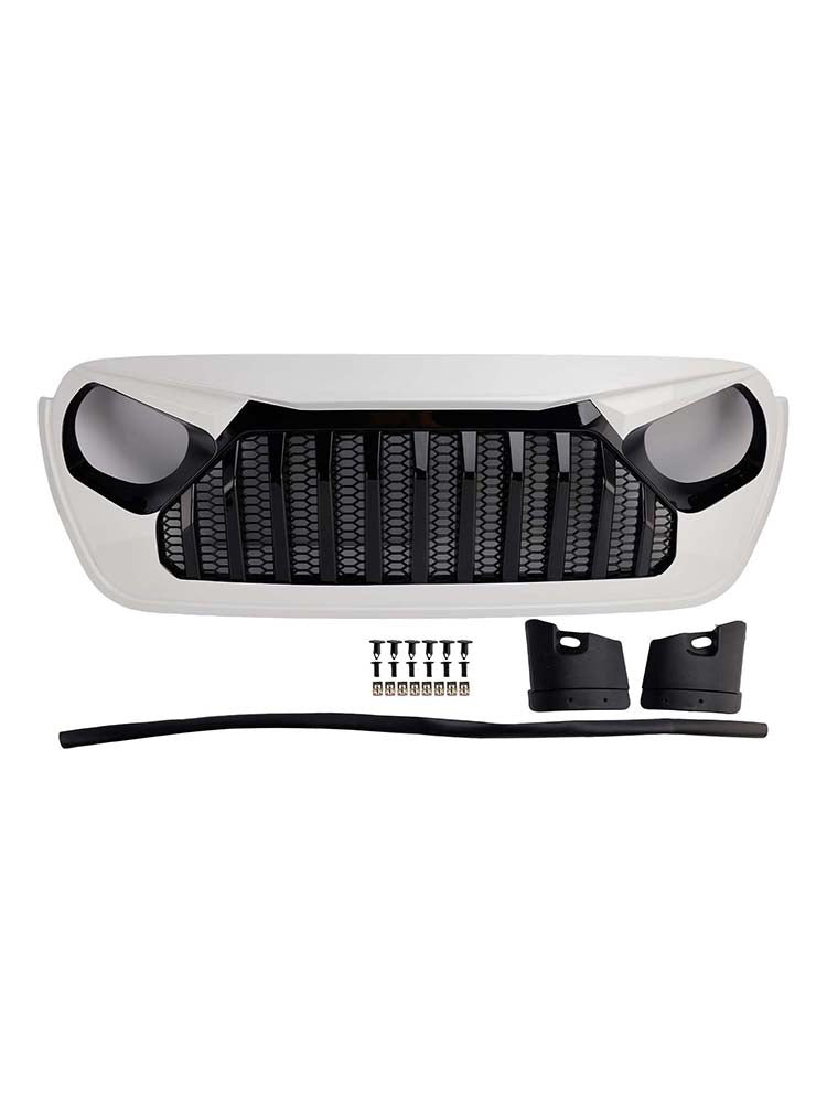 2018-2023 Jeep Wrangler JL JT White & Black Front Vader Grille Bumper Grill