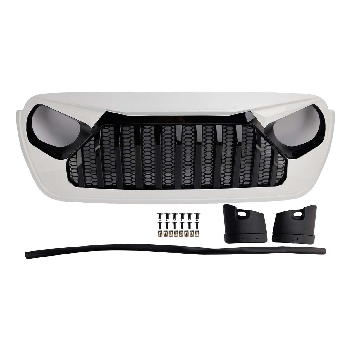 2018-2023 Jeep Wrangler JL JT White & Black Front Vader Grille Bumper Grill