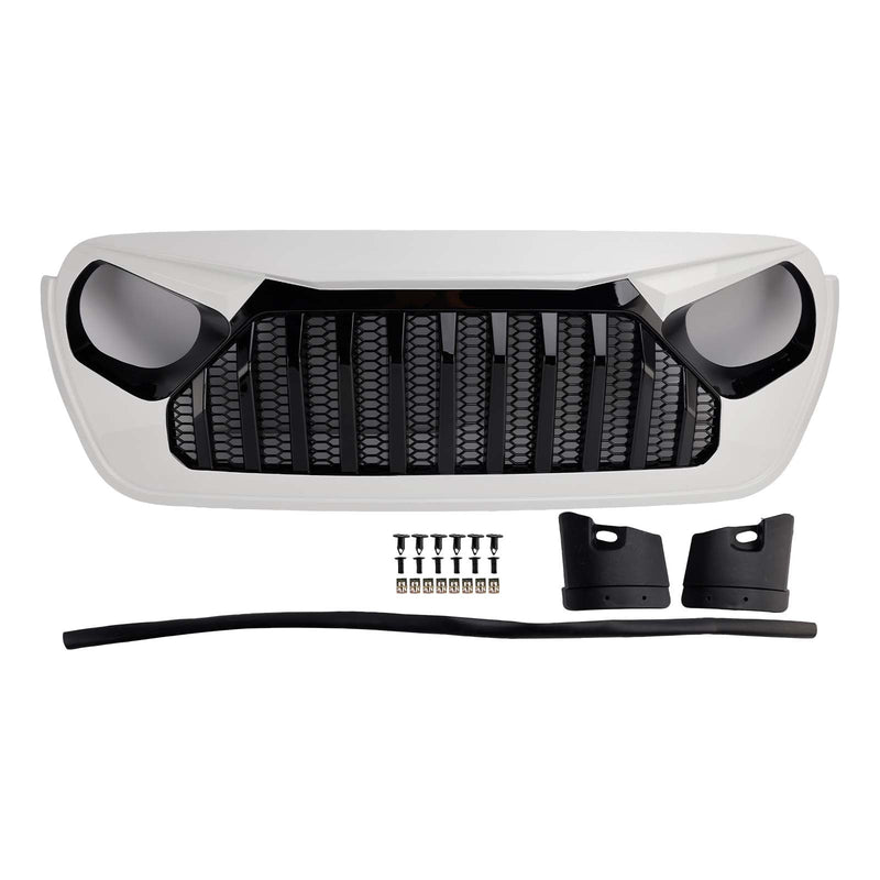 2018-2023 Jeep Wrangler JL JT White & Black Front Vader Grille Bumper Grill