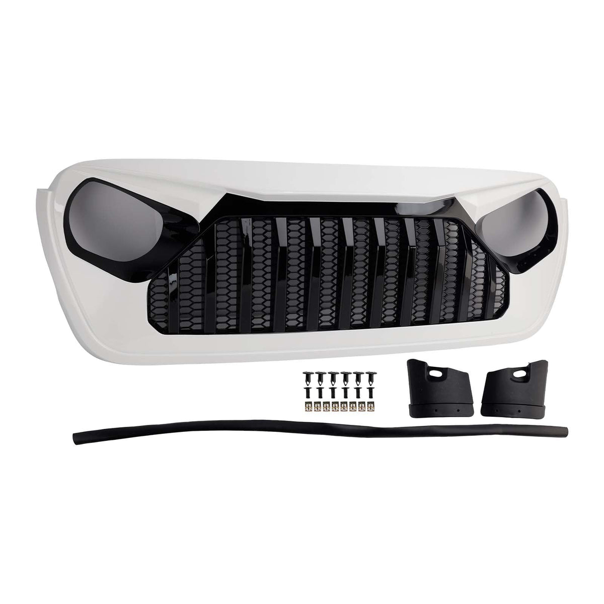 2018-2023 Jeep Wrangler JL JT White & Black Front Vader Grille Bumper Grill