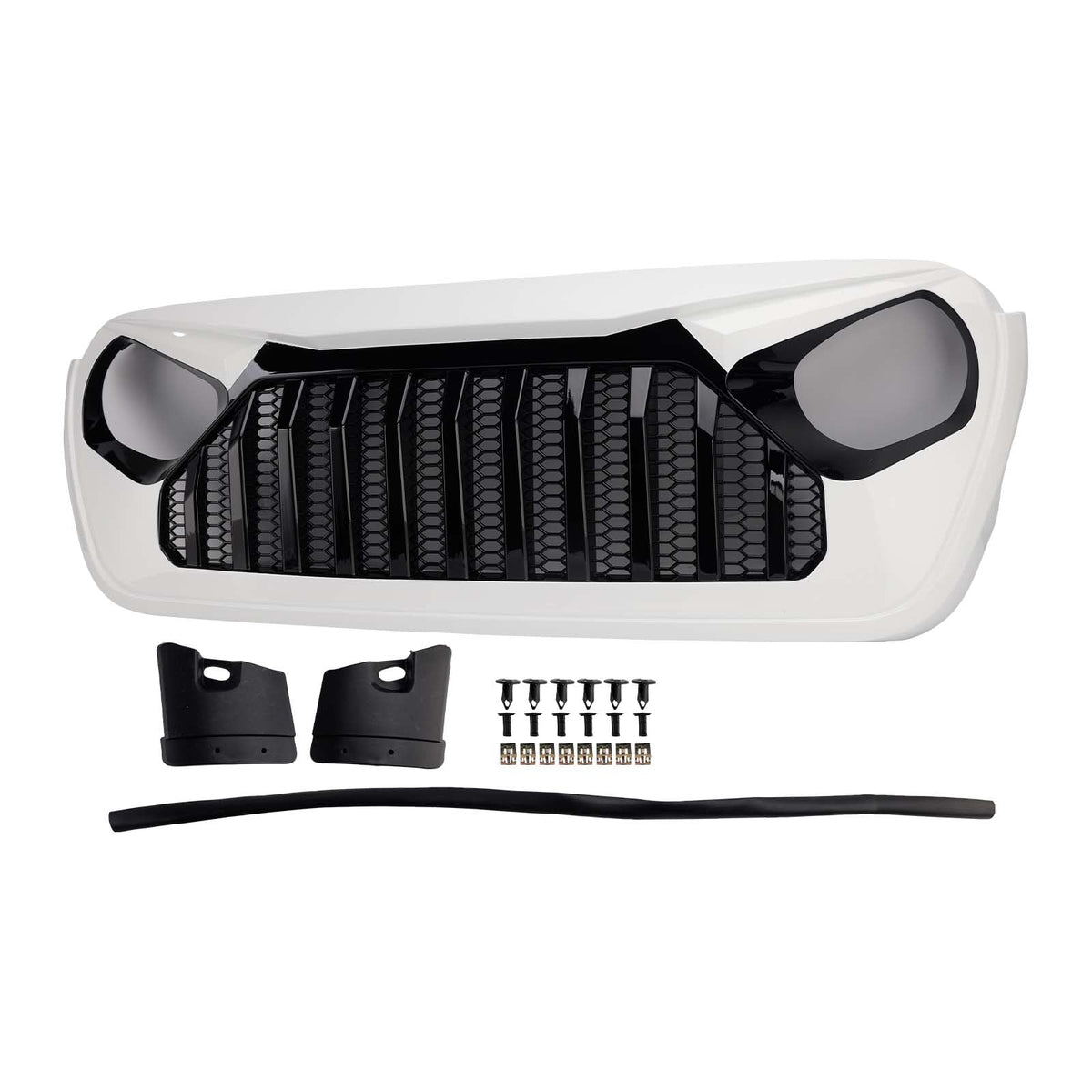 2018-2023 Jeep Wrangler JL JT White & Black Front Vader Grille Bumper Grill