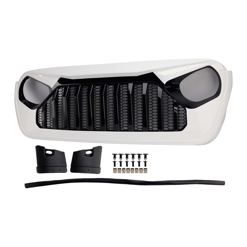 2018-2023 Jeep Wrangler JL JT White & Black Front Vader Grille Bumper Grill