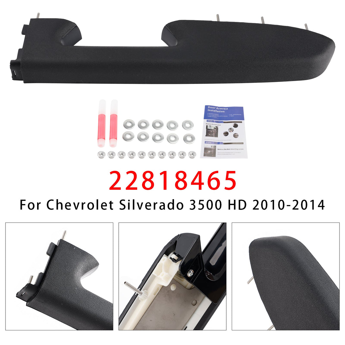 Front Right Armrest Repair Kit For Chevy Silverado 1500 2500HD 3500HD 10-14 BLK
