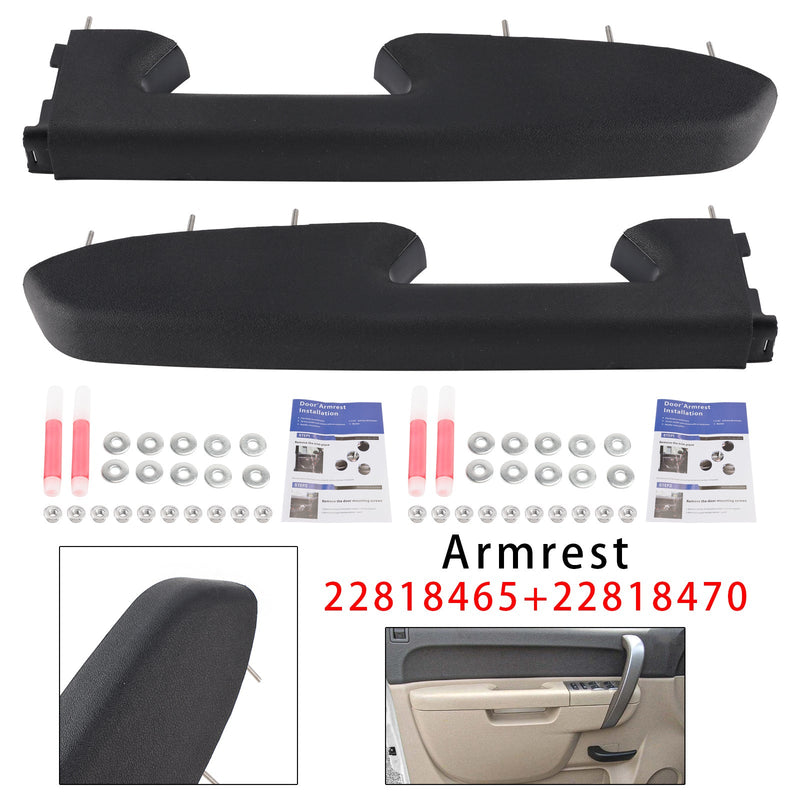 2010-2014  Chevy Silverado 1500 2500HD 3500HD Left+Right Black Front Armrest Repair Kit 22818465 22818470