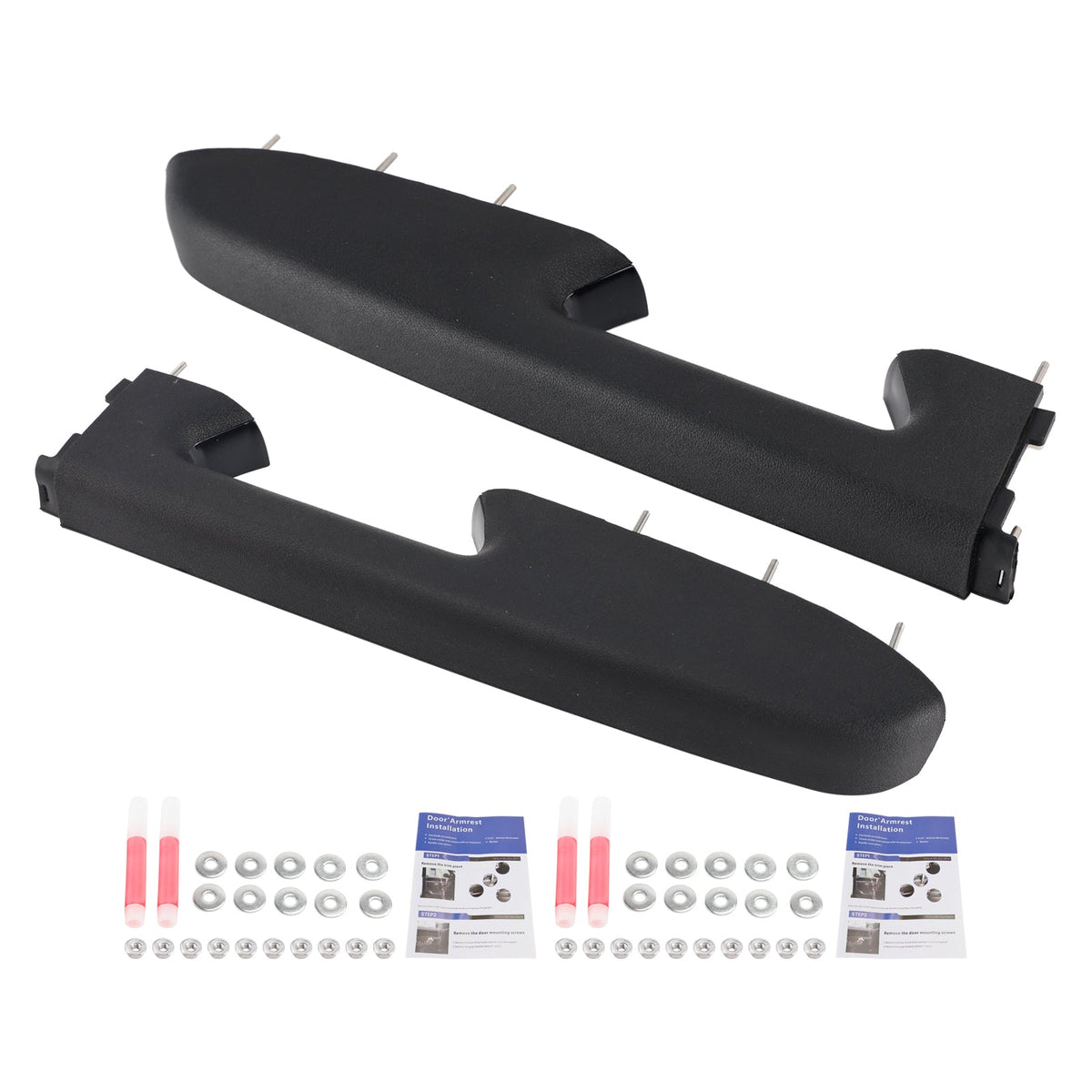 Left+Right Black Front Armrest Repair Kit For Chevy Silverado 1500 2500HD 3500HD 2010-2014