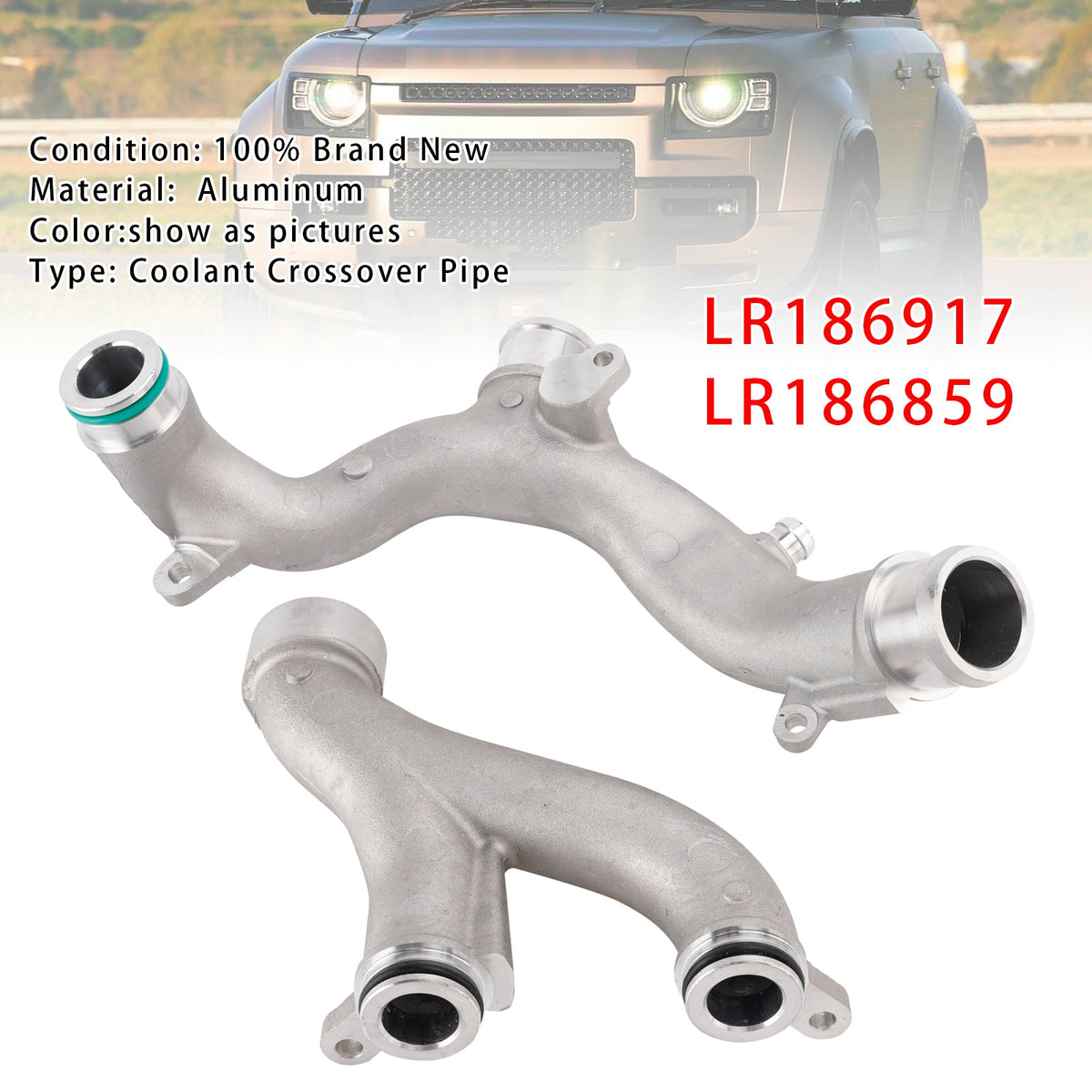 Land Rover LR4 V2 3.0 5.0 2PCS Coolant Crossover Pipe LR186917 LR186859