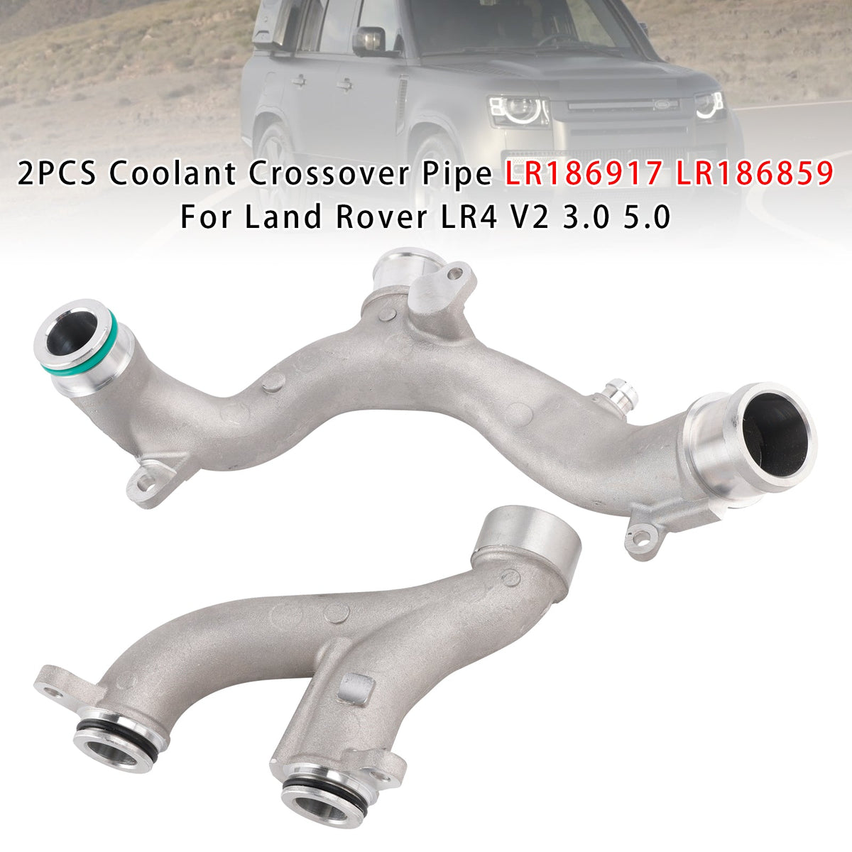 Land Rover LR4 V2 3.0 5.0 2PCS Coolant Crossover Pipe LR186917 LR186859