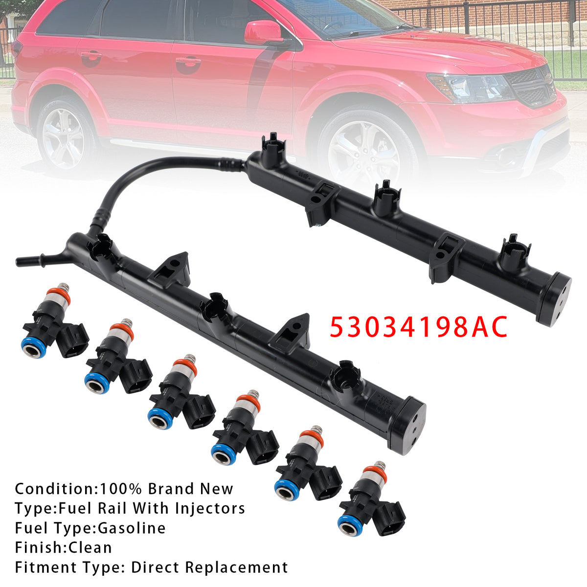 Dodge Jeep Ram Chrysler 2011-2025 3.6L 53034198AC Fuel Rail With Injectors
