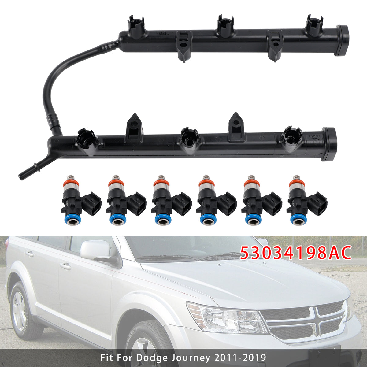 Dodge Jeep Ram Chrysler 2011-2025 3.6L 53034198AC Fuel Rail With Injectors