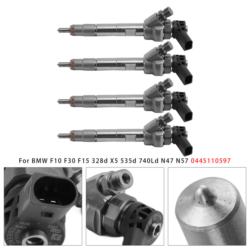 BMW F10 F30 F15 328d X5 535d 740Ld N47 N57 0445110597 4PCS Fuel Injector