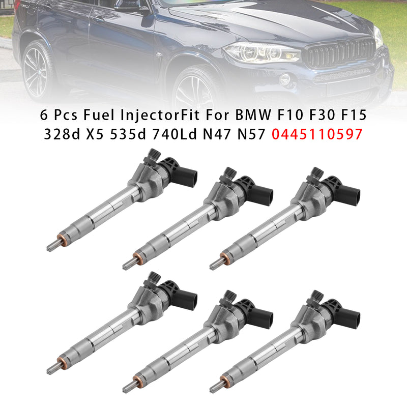 BMW F10 F30 F15 328d X5 535d 740Ld N47 N57 0445110597 6PCS Fuel Injector