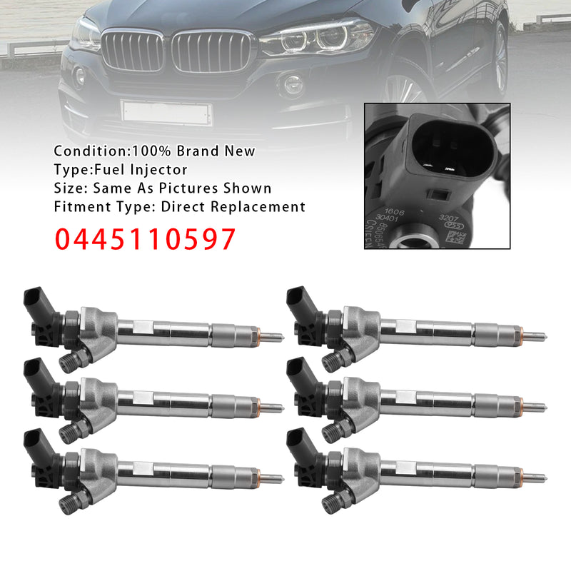 BMW F10 F30 F15 328d X5 535d 740Ld N47 N57 0445110597 6PCS Fuel Injector