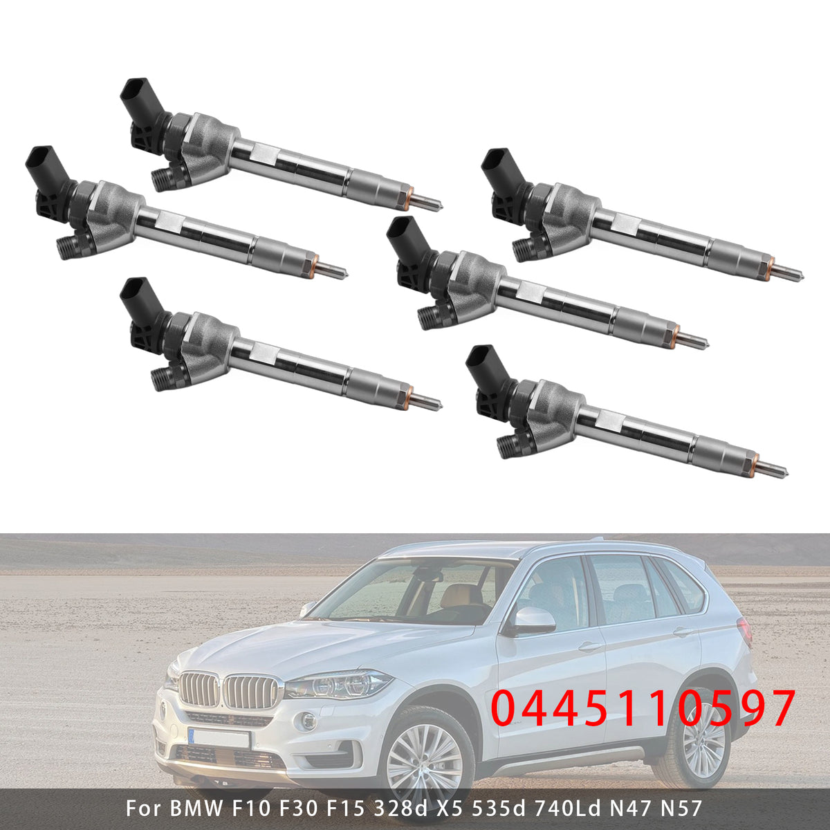 BMW F10 F30 F15 328d X5 535d 740Ld N47 N57 0445110597 6PCS Fuel Injector